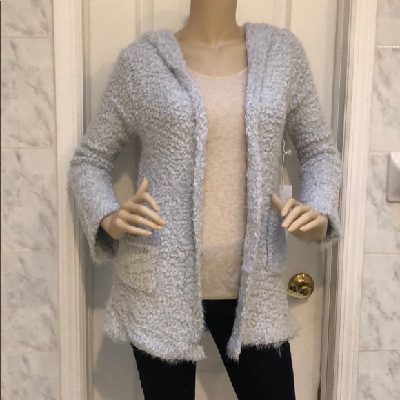 FUZZY GREY CARDIGAN SWEATER - Picture 6 of 8
